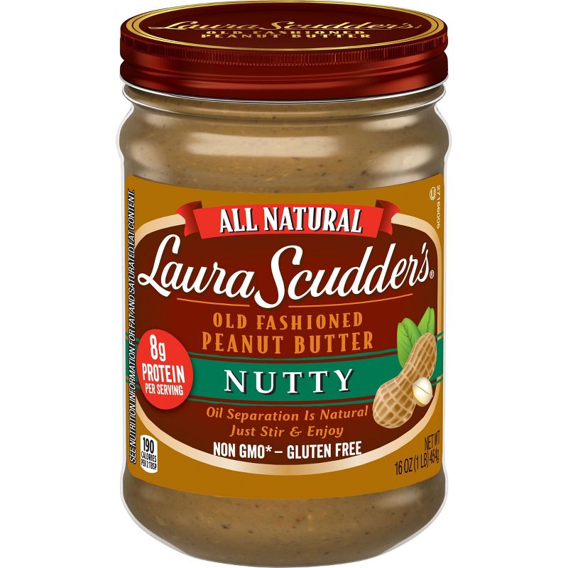Laura Scudder Nutty Natural Peanut Butter - 16oz, 1 of 4