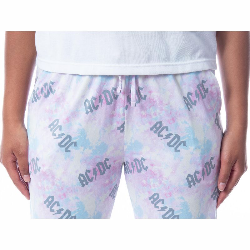 AC/DC Womens' All Over Logo Pastel Tie Dye Pajama Pants Loungewear Sleep Multi, 3 of 5