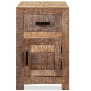 HomeRoots 26" Brown Solid Wood Square End Table With Drawer - 1 of 4