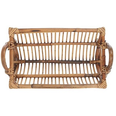 Honey Brown Wash Rattan Freestanding Newspaper Rack
