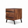 TIRAMISUBEST Walnut & Black Finish Accent Table - 3 of 4