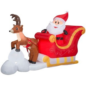 Gemmy Lightshow Airblown Inflatable Sewn in Micro LED Santa and Sleigh Takeoff Scene, 5.5 ft Tall - 1 of 4