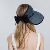 Anna-Kaci Womens Roll Up Straw Sun Visor Wide Brim Bow Detail Adjustable UV Protection Packable Summer Hat - 2 of 4