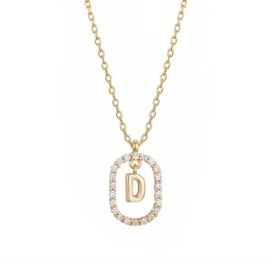 Adornia 14k Gold Plated Floating Letter CZ Frame Necklace - 1 of 2