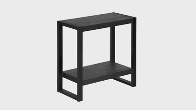 Industrial Black Metal and Reclaimed Wood Rectangular Accent Table