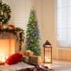 Tangkula 5 ft Artificial Pre-lit Christmas Tree Pencil Christmas Tree w/ 180 Warm White & Multi-color LED Lights 10 Light Modes - 2 of 4