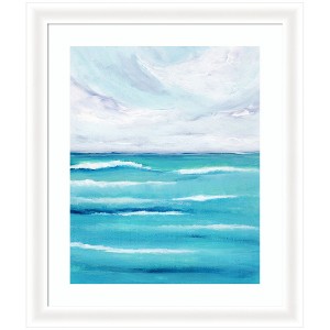 Kate and Laurel Framed Art Evening Ocean Waves by Nikita Jariwala, 23x27, Oliver White Narrow - 1 of 4