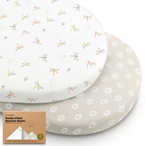KeaBabies Organic Bassinet Sheet for Baby Girls, Boys, 2-Pack Soothe Bassinet Fitted Sheets, Bedside Bassinet Mattress Sheet - 1 of 4