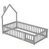 CAVINAS Twin Size Wood Montessori Bed,Modern Floor Bed with House-Shaped Headboard and Safety Guardrails,Toddler Bed for Bedroom - 4 of 4