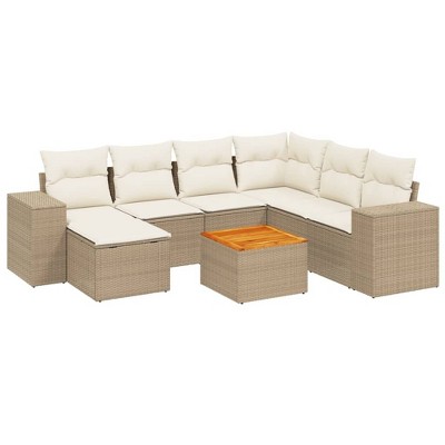 vidaXL Garden Sofa Set Beige PE rattan Large Modular Garden Sofa Set