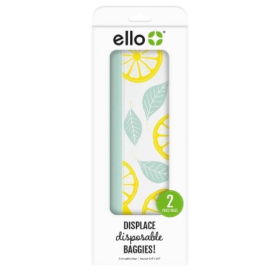 Ello Gallon 2pk Zip Food Storage Bags - Lemons