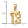 Black Bow Jewelry 14k Yellow Gold, Varsity Collection, Small D/C Pendant Number 13 - 3 of 4