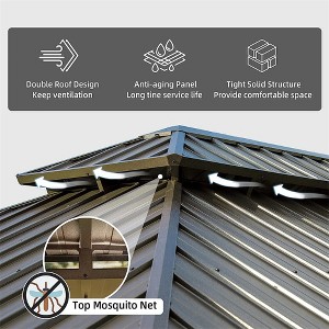 Cesicia 12x18Ft Hardtop Gazebo Outdoor Aluminum Gazebos Grill With Galvanized Steel Double Canopy & Curtains&Netting for Backyard , Garden, Brown - 1 of 4