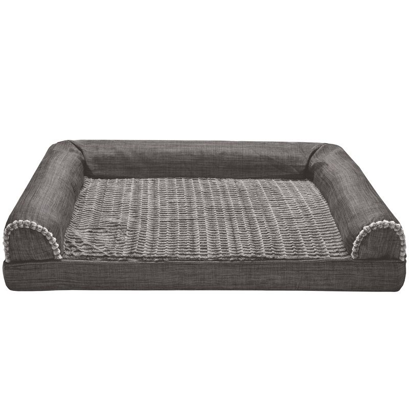 FurHaven Luxe Fur & Performance Linen Memory Foam Sofa Dog Bed, 2 of 6