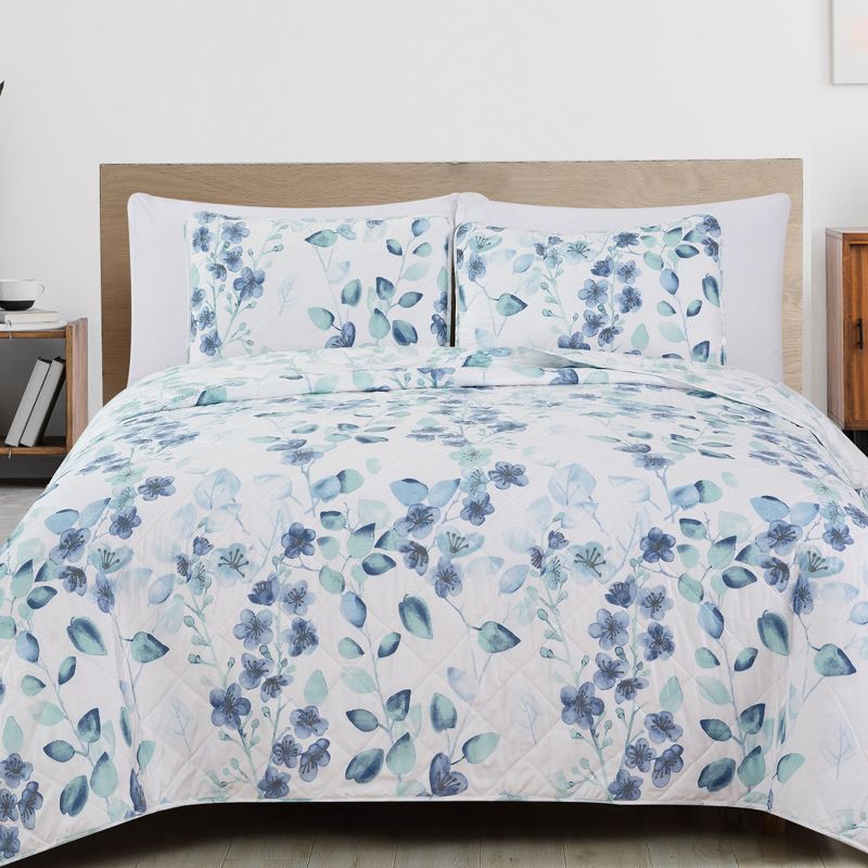 Great Bay Home Floral Reversible Quilt Set With Shams, 1 of 6