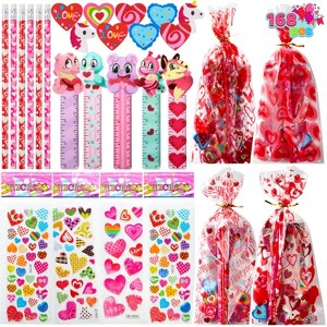 Joyfy 28 Pack(168 Pcs) Valentines Day Stationery Set Assorted for Kids, with Pencils Sticker and Holiday Reward Prizes Classroom School Exchange Gift - 1 of 4