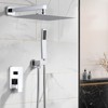 WOWOW Single Handle 2-Spray 1.8 GPM with 12 in. Square Shower Head and Adjustable Heads Shower Faucet in Brushed Nickel - 2 of 4