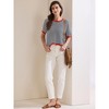 INSPIRE CHIC Women's Summer Striped Knitted Short Sleeve Trendy Loose Fit Pullover T-Shirt - 3 of 4