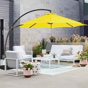 HYLEORY Outdoor Curvy Cantilever Umbrella with Sand Bag Base, Size: 132"/144" - 1 of 4
