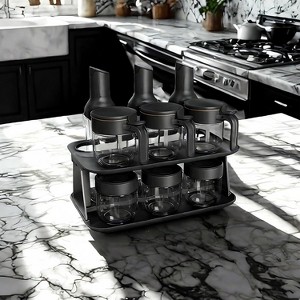 Kitchen Storage Set, 17oz Oil Dispensers, 8.8oz Spice Jars, 8.4oz Sealing Containers, Clear Glass with Plastic Lids - 1 of 4