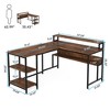 Resenkos Computer Desk, Gaming Desk,Reversible L-Shaped Desk, 59" Corner Desk with Shelves & Monitor Stand,Brown - 3 of 3