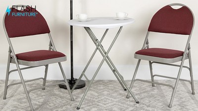 Burgundy Ultra-Premium Padded Metal Folding Chair with Handle