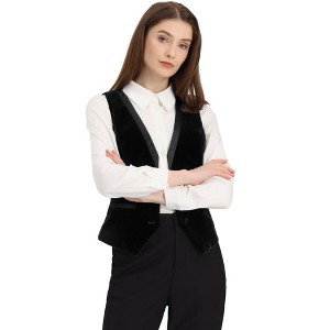 INSPIRE CHIC Women's V Neck Sleeveless Retro Waistcoat Vest - 1 of 4