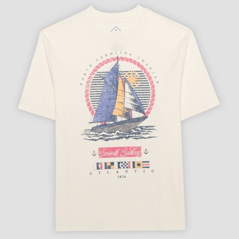 Мужские футболки Well Worn Men's Vintage Sailing Short Sleeve Graphic T-Shirt - Off-White XL
