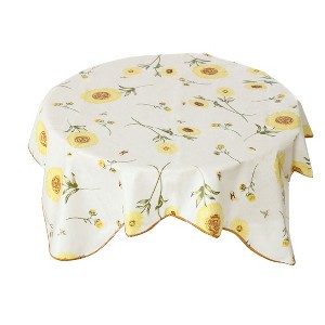PiccoCasa Vinyl Water Oil Resistant Plaid Flower Printed for Table Kitchen Tablecloths 35" x 35" - 1 of 4