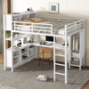 Full/Queen Size Metal Loft Bed with Wardrobe and L-Shaped Desk, Heavy-Duty Loft Bed with Storage Cubes and Shelves, White/Black - ModernLuxe - 3 of 4