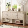Contemporary Console Table Storage Cabinet with Woven Doors and Natural Wood Finish, Ideal for Entryway or Living Room-Maison Boucle - 2 of 4