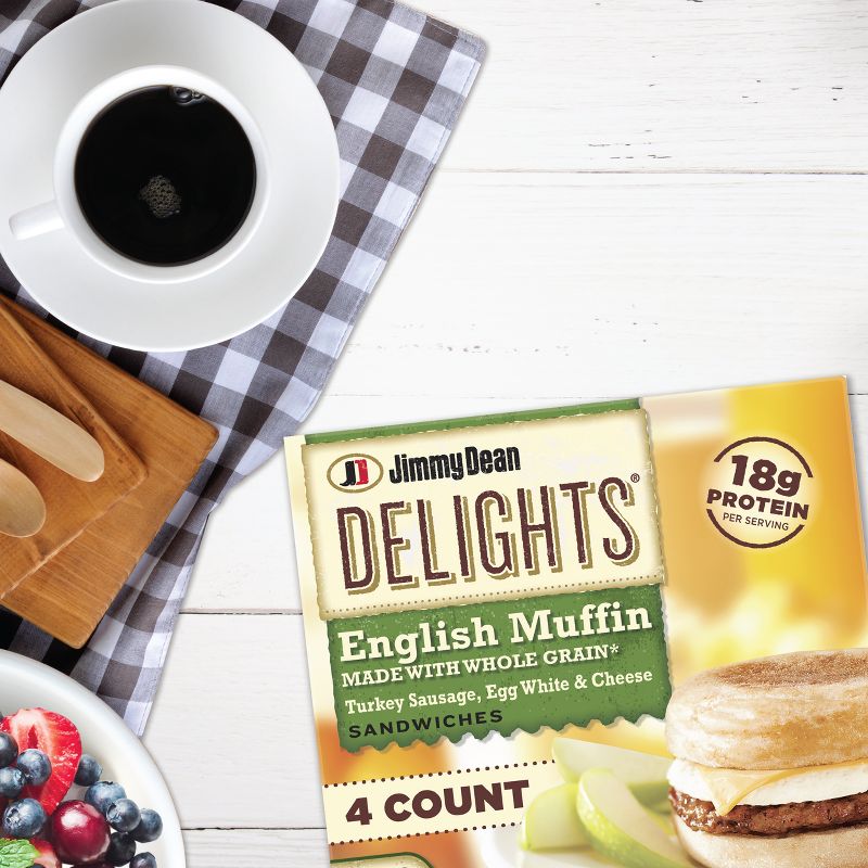Jimmy Dean Delights Turkey Sausage, Egg Whites, & Cheese Frozen English Muffin - 4ct, 4 of 11