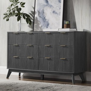 grey fluted dresser Fluted 6 Drawer Dresser for Bedroom, Modern Chest of Drawers with Metal  Handle, Curved Profile Design, Wood Storage Organizer : Target