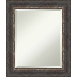 21" x 25" Bark Rustic Char Framed Wall Mirror Brown - Amanti Art: Modern Beveled Glass, Polystyrene Frame, Wall Mount - 1 of 4