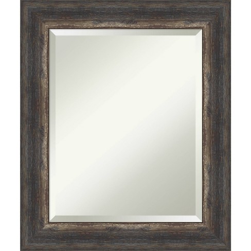 21" x 25" Bark Rustic Char Framed Wall Mirror Brown - Amanti Art: Modern Beveled Glass, Polystyrene Frame, Wall Mount - image 1 of 4