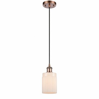 Hadley - 1 Light Cord Hung Mini Pendant In Art Deco Style-8 Inches Tall and 4.5 Inches Wide