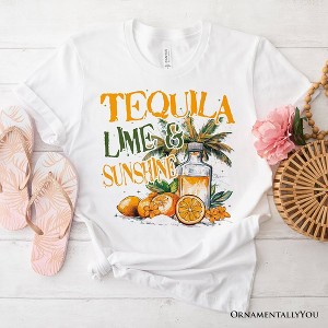 Tequila Lime & Sunshine T-Shirt, Trendy White and Natural Summer Drinking Tee| OrnamentallyYou - 1 of 4