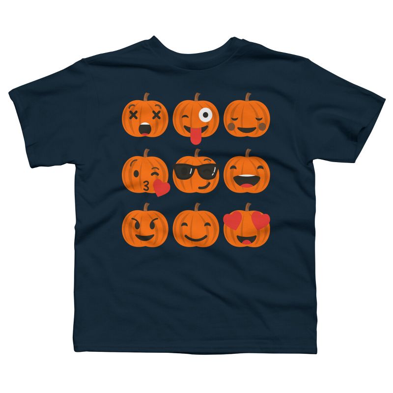 Boy's Design By Humans Halloween Pumpkins Emoji By honeytree T-Shirt, 1 of 4