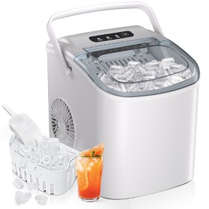 EUHOMY Portable Ice Maker - 26lbs/day, Ultra-Quiet & Self-Cleaning, Bullet Ice Production for Home, Kitchen,White - 1 of 4