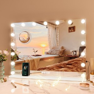 Vanity Mirror with Lights, Large Makeup Mirror, 3 Color Lighting Modes Tabletop, Fashion Bathroom Mirror for Dressing Room,Bedroom, Plug in - 1 of 4