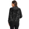 Anna-Kaci Women's Hooded Sequin Jacket with Front Zipper Closure and Ribbed Trim - Small, Black and Silver - 4 of 4