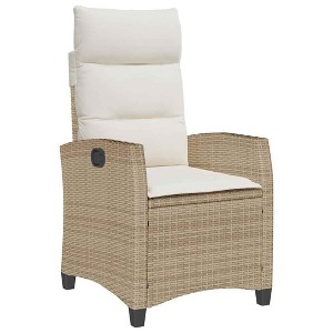 vidaXL Reclining Patio Chair Set - Beige Poly Rattan - Adjustable Backrest & Side Table - 1 of 4