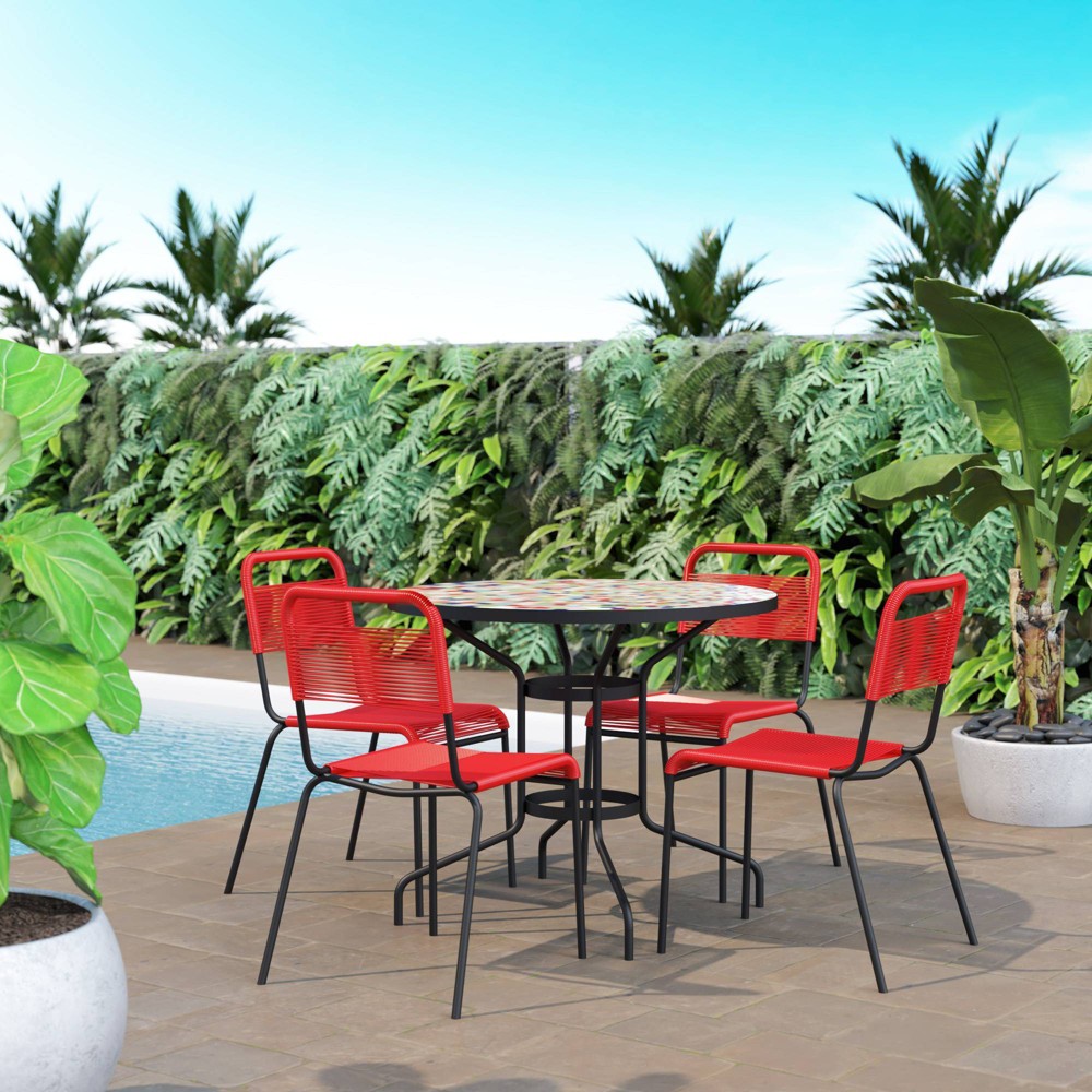 5pc Outdoor Dining Set Red TK Classics