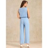 INSPIRE CHIC Women's V Neck Sleeveless Crop Tank and Wide Leg Pants Casual Outfits Set 2 Pcs - 3 of 4
