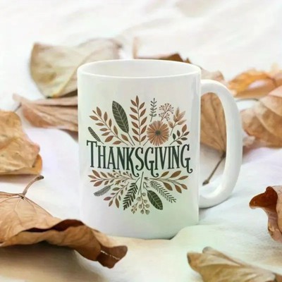 1pc Fall Coffee Thanksgiving Coffee Mug, Ceramic Mug for Fall Holidays, Thankful Mug, Cute Coffee Mug Gift for Turkey