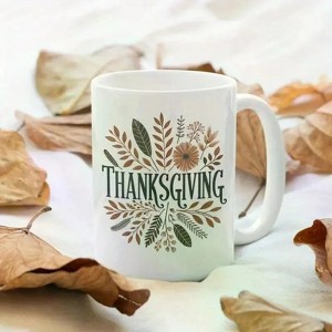 1pc Fall Coffee Thanksgiving Coffee Mug, Ceramic Mug for Fall Holidays, Thankful Mug, Cute Coffee Mug Gift for Turkey - 1 of 4