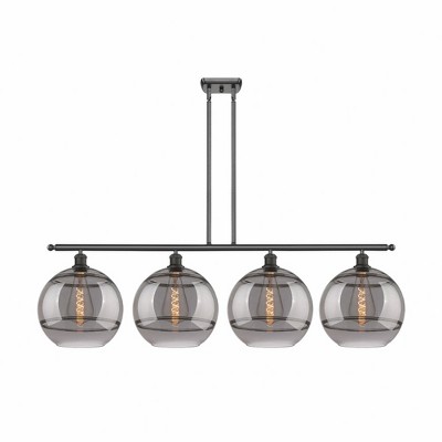 Rochester - 4 Light Stem Hung Island In Industrial Style-13.88 Inches Tall and 50.25 Inches Wide