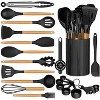 Itopfox Silicone Cooking Utensils Set with Wooden Handles, Heat Resistant Kitchen Tools for Non-Stick Cookware Includes Spatulas, Ladle, Whisk, Tongs - 2 of 4