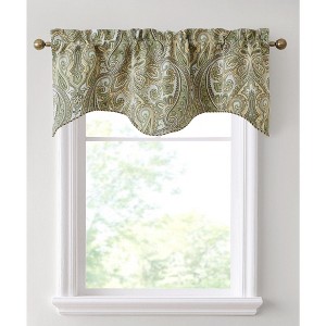 HLC.ME Paris Paisley Rod Pocket Short Scalloped Curtain Valance Basement, Bathroom, Kitchen and Small Windows - 1 of 4