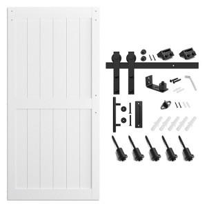 SMARTSTANDARD 84 in. Height White MDF Solid Core Interior Sliding Barn Door with Hardware Kit - 1 of 1
